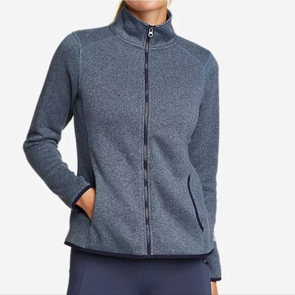 Eddie Bauer Women's Radiator Fleece Full-Zip Mock Sweatshirt Hiking Jacket Wine - Picture 2 of 8